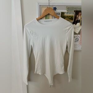 Abercrombie White Long Sleeve Bodysuit